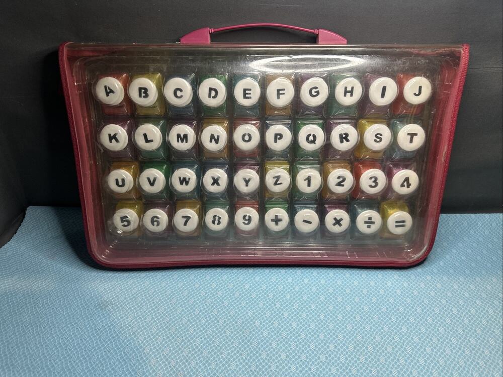 Vintage Cutting Edge 40 Pc Alphabet Number Paper Punch Set With Case